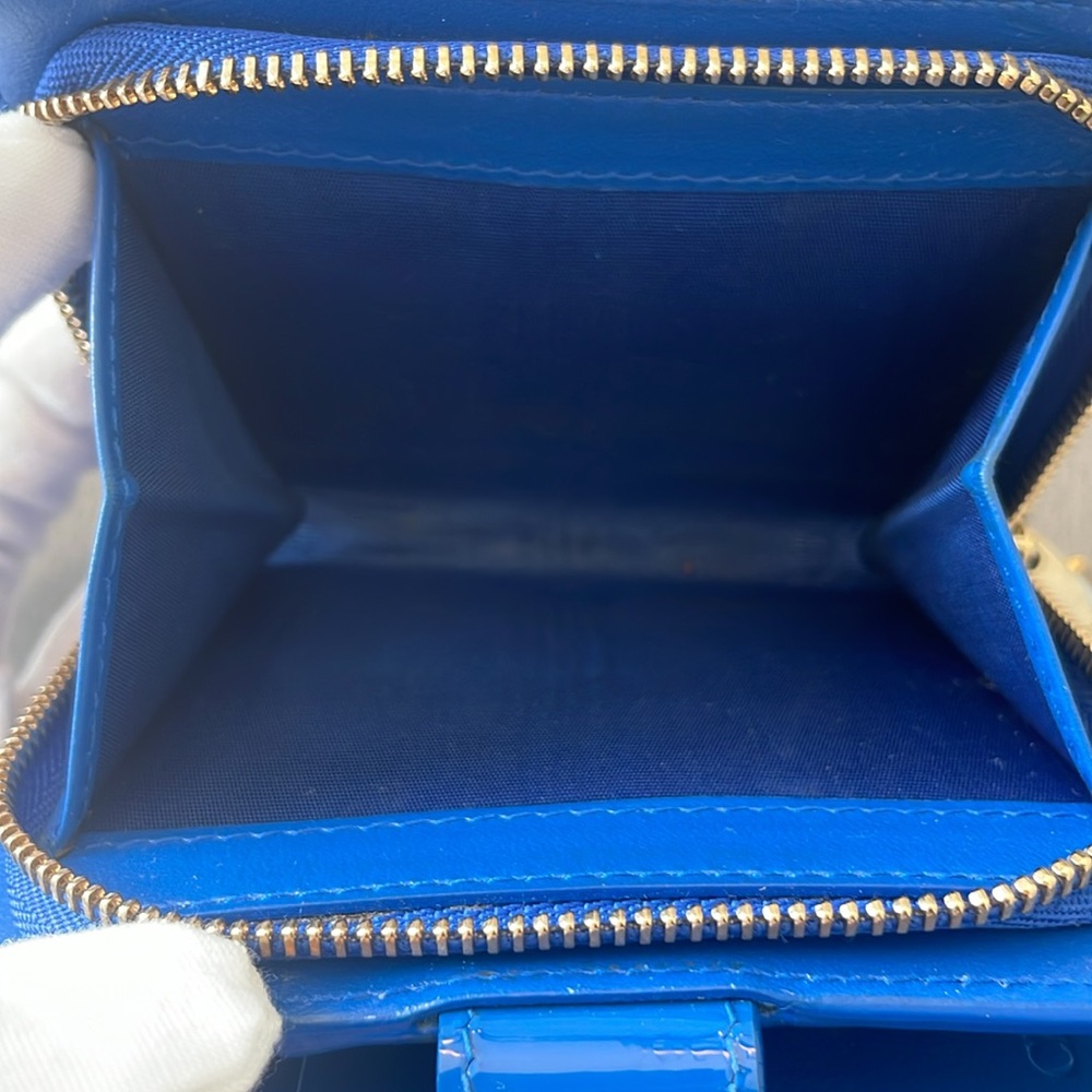 ❌SOLD❌ Dior Blue Cannage Patent Leather Zip Around Bifold Wallet - Picture 13 of 15